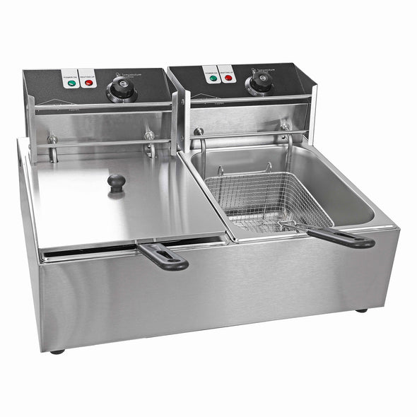 PartyHut Commercial Deep Fryer 110v Two 12 Liter Basins Capacity Dual Tank Design (CL_PTH201703) - Alt Image 8
