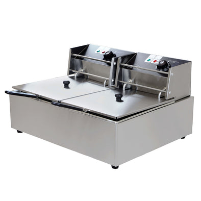 PartyHut Commercial Deep Fryer 110v Two 12 Liter Basins Capacity Dual Tank Design (CL_PTH201703) - Main Image