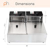 PartyHut Commercial Deep Fryer 110v Two 12 Liter Basins Capacity Dual Tank Design (CL_PTH201703) - Alt Image 4