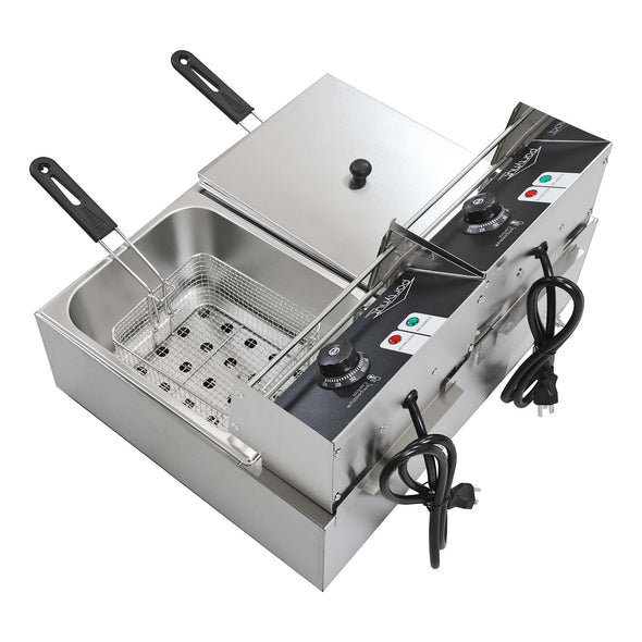 PartyHut Commercial Deep Fryer 110v Two 12 Liter Basins Capacity Dual Tank Design (CL_PTH201703) - Alt Image 7