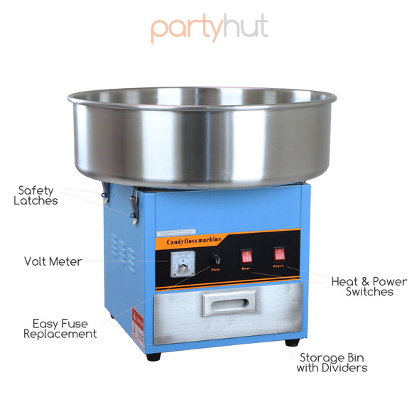 PartyHut Commercial Cotton Candy Machine Carnival Party Candy Floss Maker Blue (CL_PTH201714) - Alt Image 2