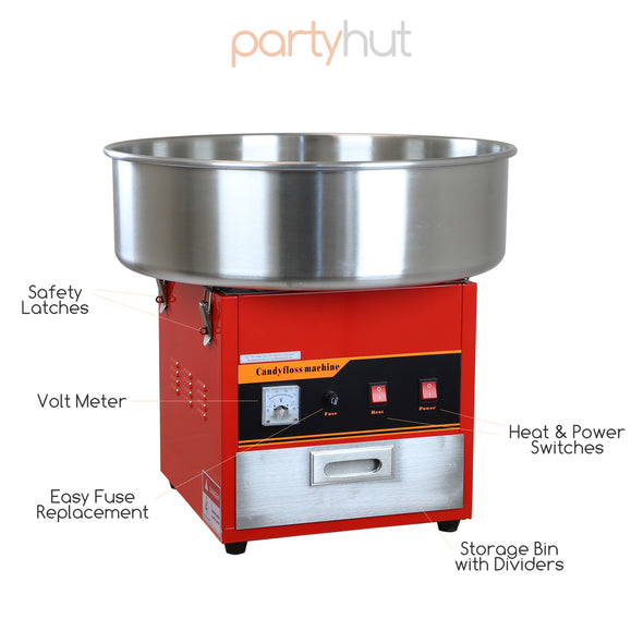 PartyHut Commercial Cotton Candy Machine Carnival Party Candy Floss Maker Red (CL_PTH201724) - Alt Image 2