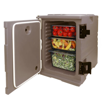 PartyHut 82 QT Insulated Food Pan Carrier Front Loading Food Warmer with Wheels, Brown (CL_PTH504501) - Main Image