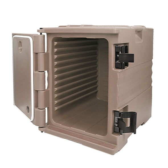 PartyHut 82 QT Insulated Food Pan Carrier Front Loading Food Warmer with Wheels, Brown (CL_PTH504501) - Alt Image 1