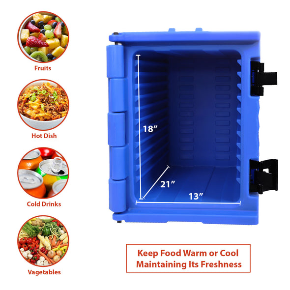 PartyHut 82 QT Insulated Food Pan Carrier Front Loading Food Warmer with Wheels, Blue (CL_PTH504502) - Alt Image 2