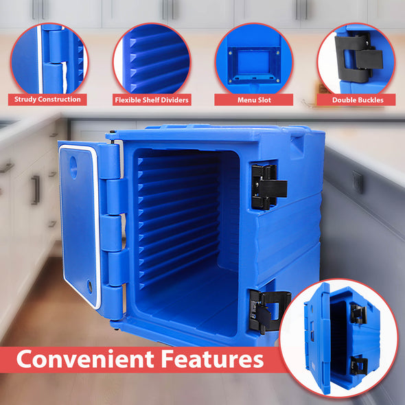 PartyHut 82 QT Insulated Food Pan Carrier Front Loading Food Warmer with Wheels, Blue (CL_PTH504502) - Alt Image 4