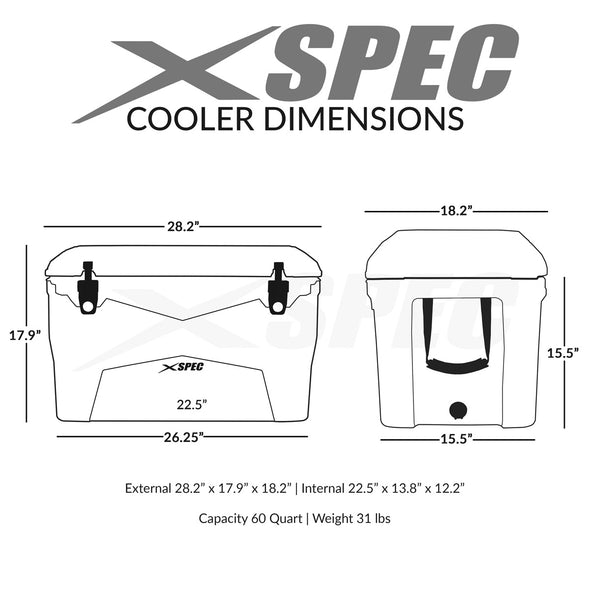Xspec 60 Quart Roto Molded High Performance Cooler, Granite Print (CL_CRS503804) - Alt Image 2