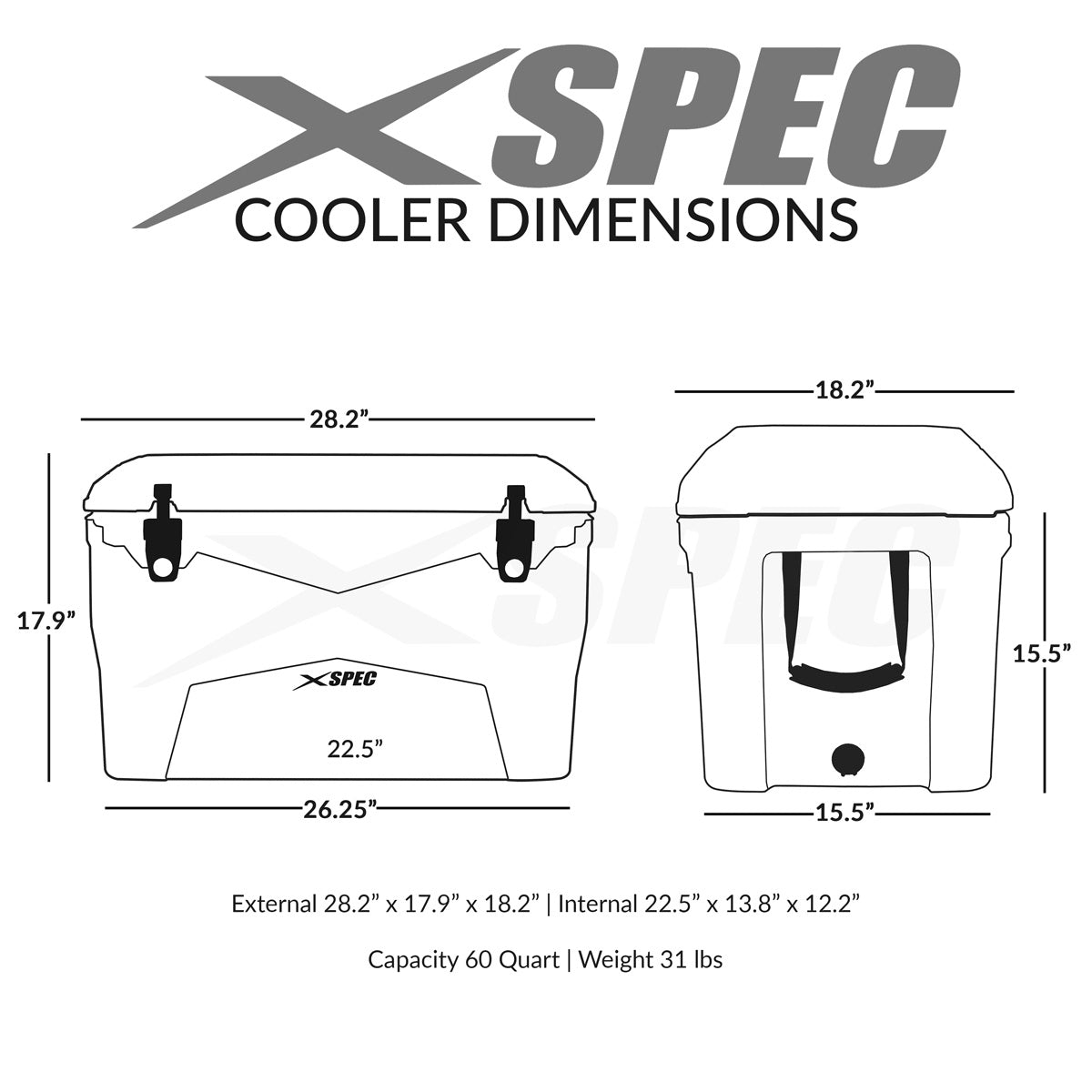 Xspec 60 Quart Roto Molded High Performance Cooler, Camouflage
