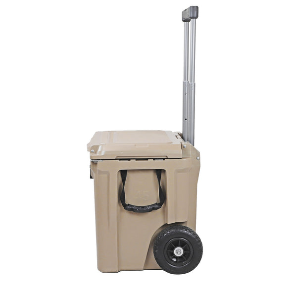 Xspec 45 Quart Towable Roto Molded Ice Chest Outdoor Camping Cooler with Wheels, Sand (CL_XSP503811) - Alt Image 6