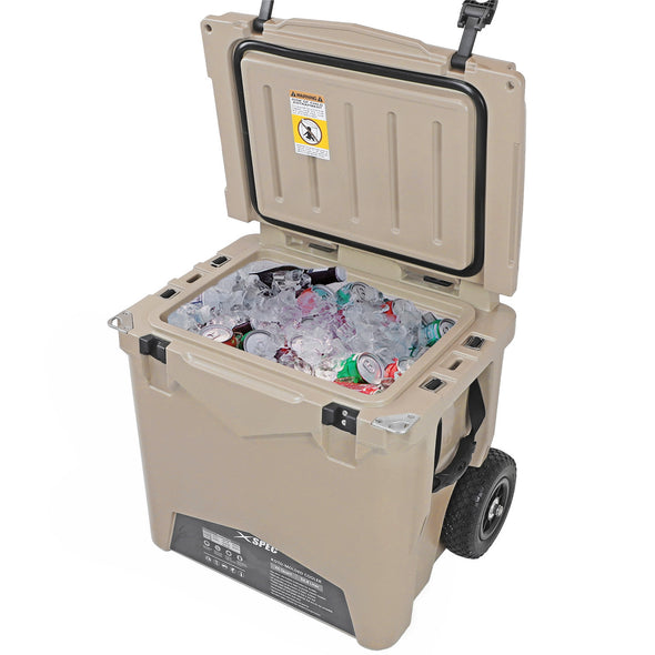 Xspec 45 Quart Towable Roto Molded Ice Chest Outdoor Camping Cooler with Wheels, Sand (CL_XSP503811) - Alt Image 2