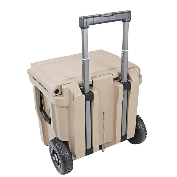 Xspec 45 Quart Towable Roto Molded Ice Chest Outdoor Camping Cooler with Wheels, Sand (CL_XSP503811) - Main Image