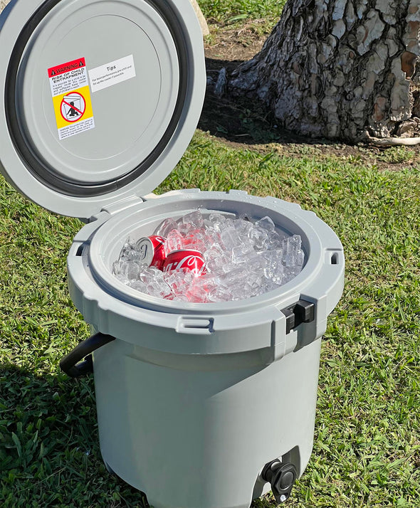 Xspec 5 Gallon Rotomolded Beverage Cooler Dispenser Outdoor Ice Bucket, Cool Grey (CL_XSP503822) - Alt Image 3