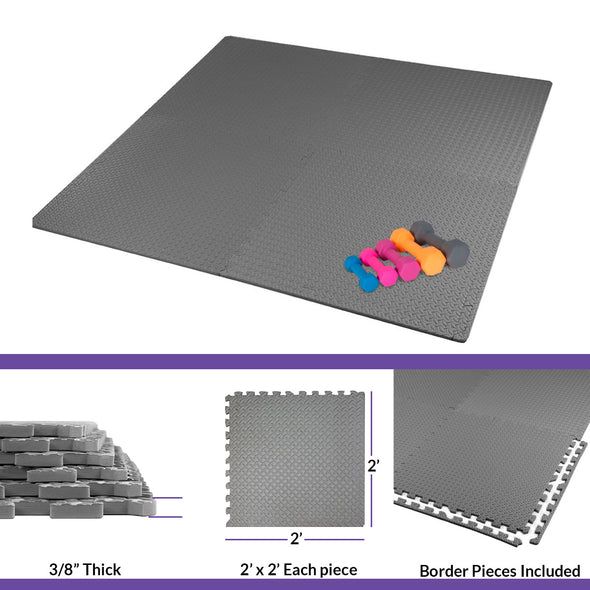 Xspec EVA Foam Floor Mats, Steel Pattern (100 Sq. Ft. - 25 pcs), Charcoal Gray (CL_XSP804906) - Alt Image 5