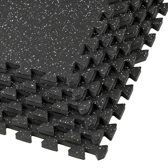 Xspec 1/2" Thick 48 Sq Ft Rubber Top EVA Foam Gym Mats 12 pcs, Grey Black (CL_CRS804931) - Main Image