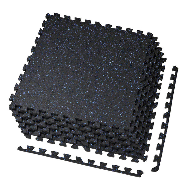 Xspec 1/2" thick Rubber Top EVA Foam Gym Mats 12pcs 48 Sq Ft Durable Grip, Blue Black (CL_XSP804932) - Alt Image 1