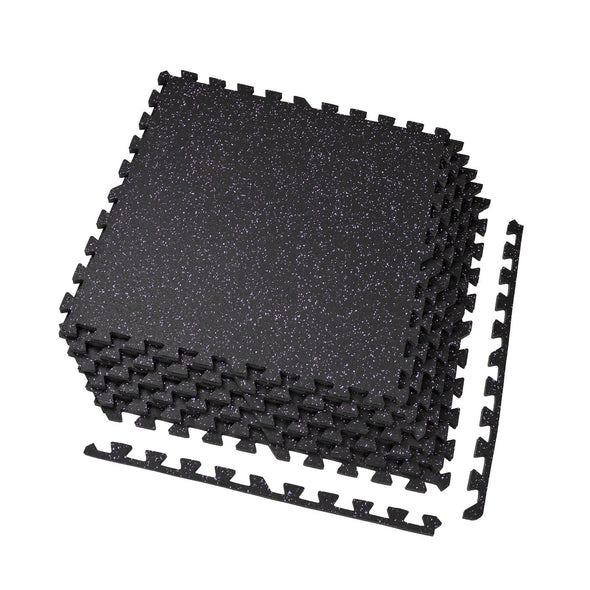 Xspec 1/2" thick Rubber Top EVA Foam Gym Mats 12pcs 48 Sq Ft Durable Grip, Purple Black (CL_XSP804933) - Alt Image 1