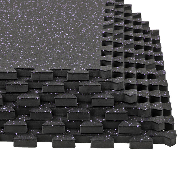 Xspec 1/2" thick Rubber Top EVA Foam Gym Mats 12pcs 48 Sq Ft Durable Grip, Purple Black (CL_XSP804933) - Alt Image 2