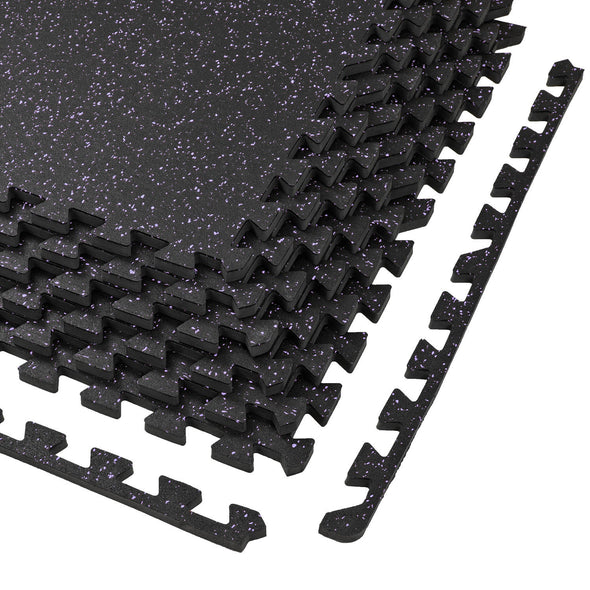 Xspec 1/2" thick Rubber Top EVA Foam Gym Mats 12pcs 48 Sq Ft Durable Grip, Purple Black (CL_XSP804933) - Alt Image 7